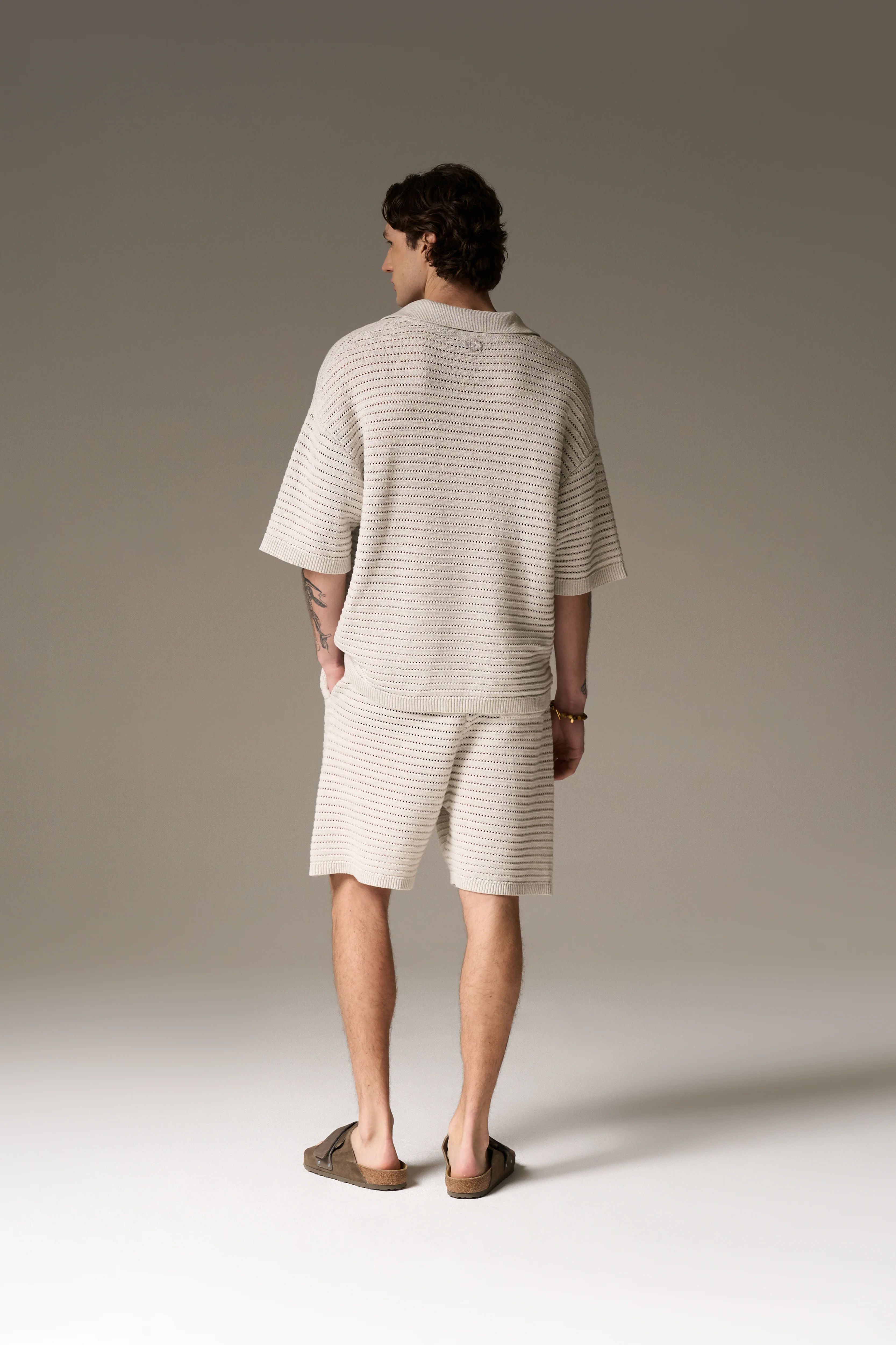 KNITTED POLO SHIRT - LIGHT GREY - Image 9