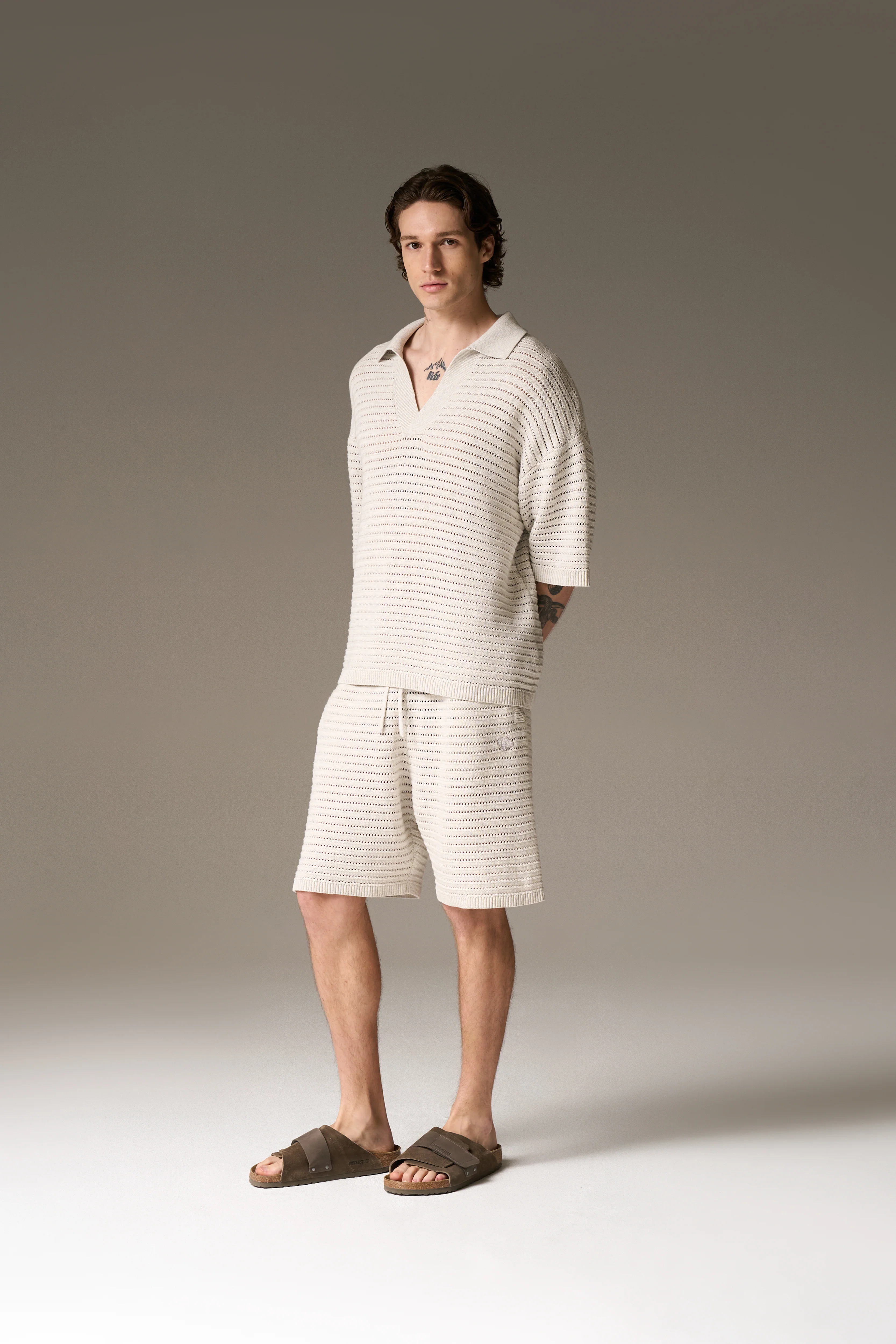 KNITTED SHORTS - LIGHT GREY - Image 12